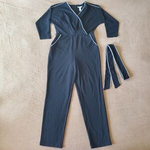 Cato Black & White Trim Jumpsuit Size 4